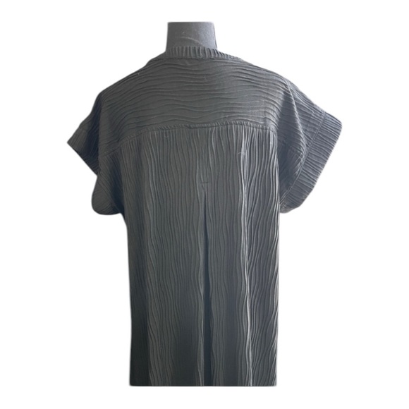 Women’s Babydoll Dress Textures Black Sz Lg V-Cap Sleeve Neck Knee Length Boho. - Picture 5 of 8